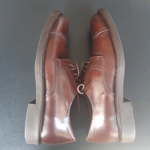 Johnston & Murphy SZ 12 M Brown Leather Men's Reeve Cap Toe Shoe - Picture 10 of 16